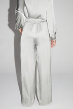Pantalon Charlie Satin Viscose Silver Fabriqué En Italie