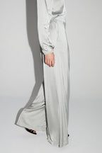 Pantalon Charlie Satin Viscose Silver Fabriqué En Italie