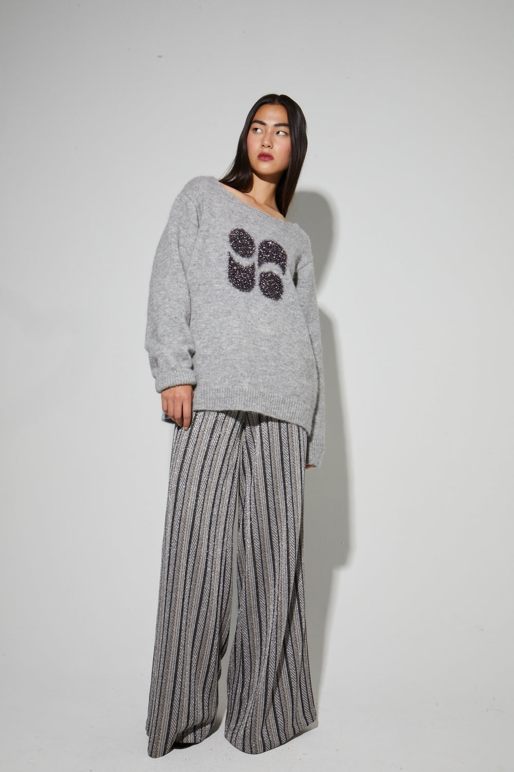 Pantalon Charlie Rayures Silver Fabriqué En Italie