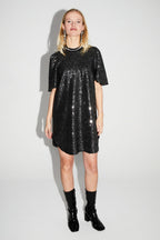 Robe Alix Paillettes Noir Et Argent, Fabriquée En Italie
