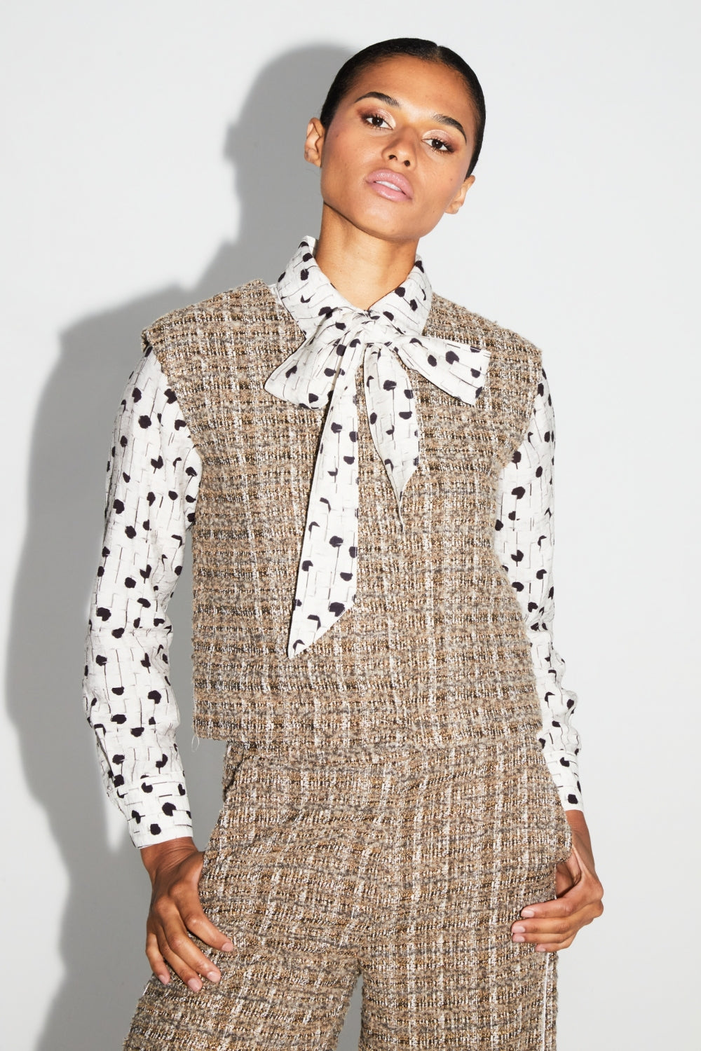 Veste Sans Manche Arielle Tweed Kimolos Fabriquée En Italie