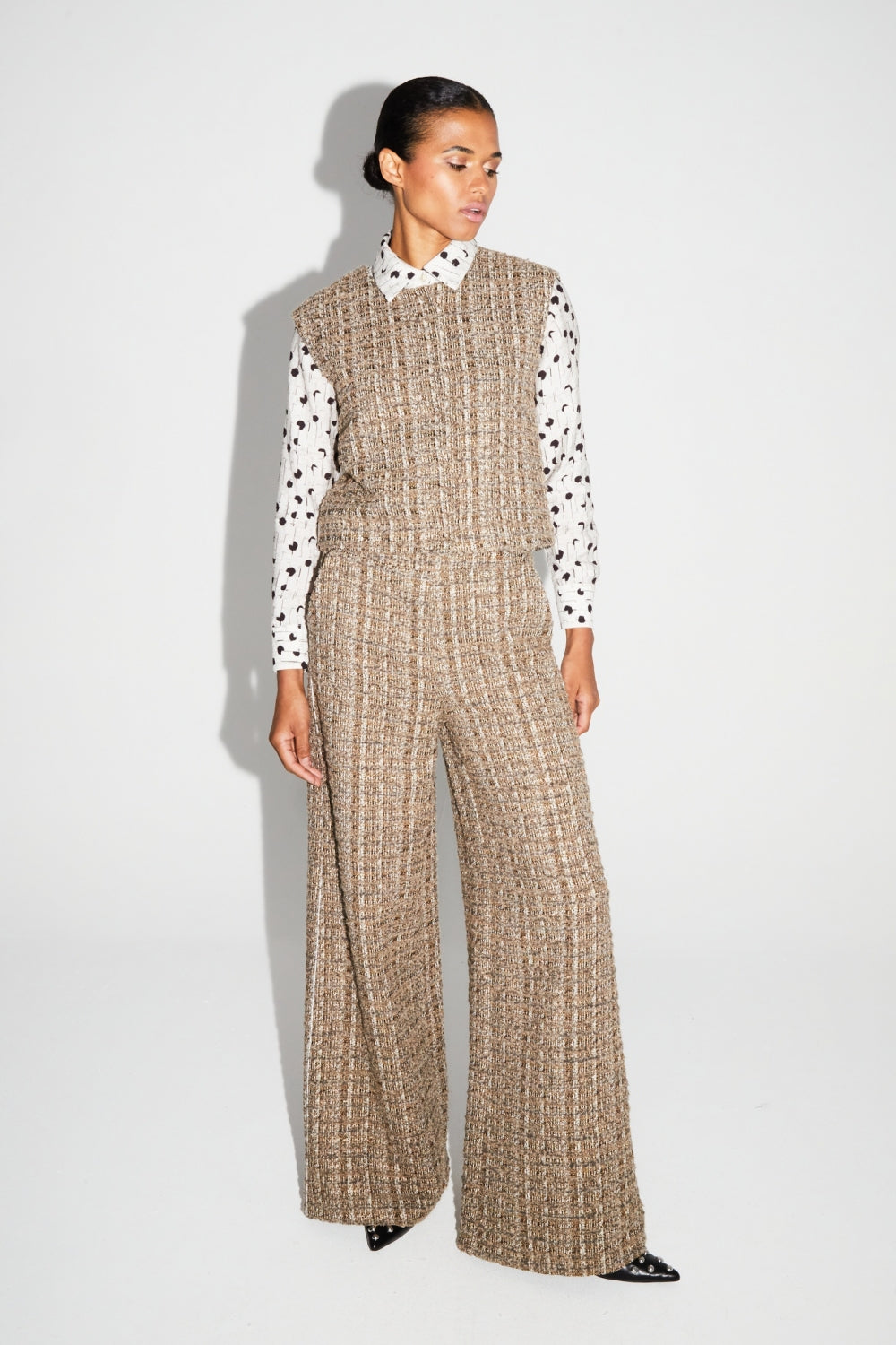 Veste Sans Manche Arielle Tweed Kimolos Fabriquée En Italie