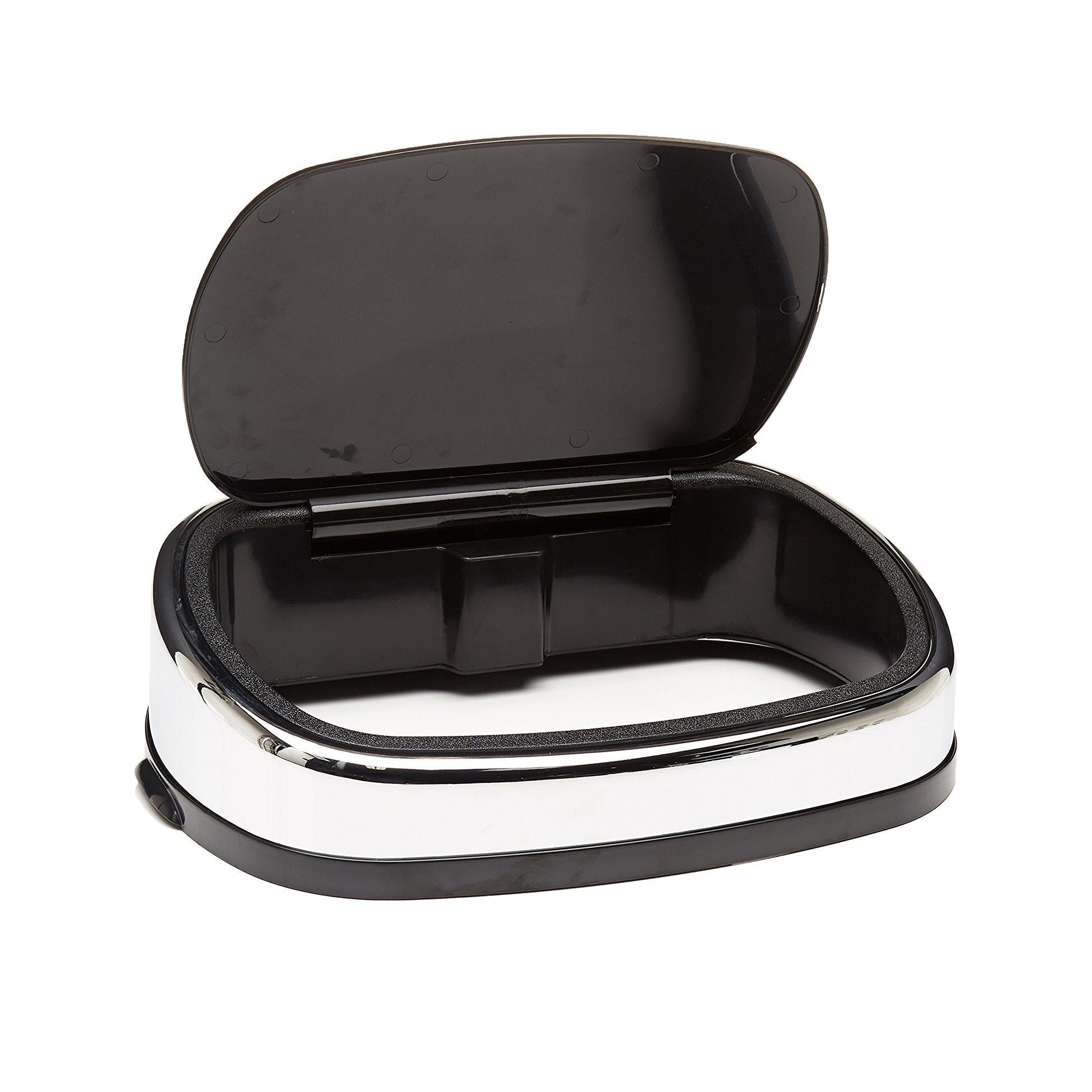 Couvercle pour poubelle push rectangulaire modèle CITY Chrome et noir Ouverture par simple pression - REDDECO.com