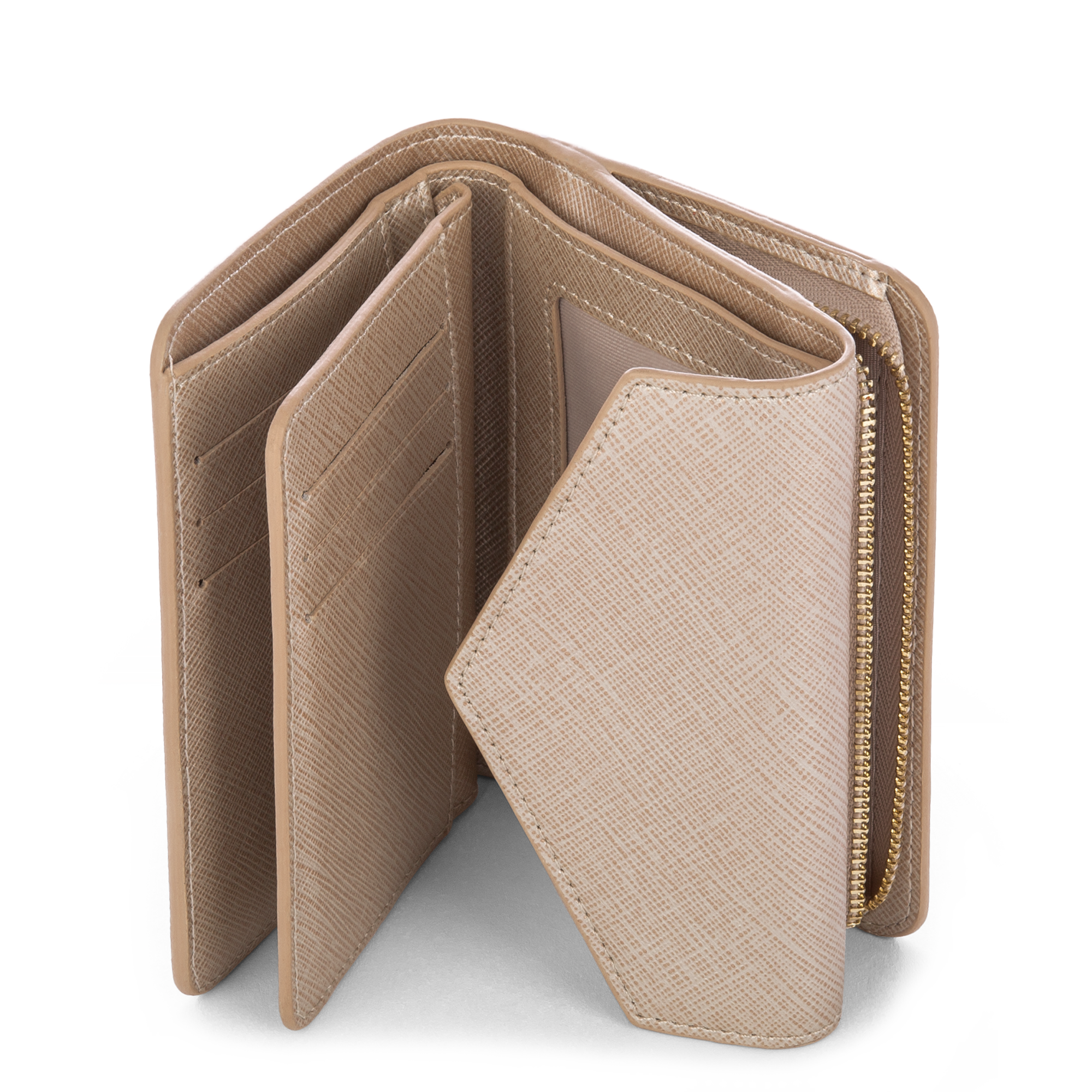 porte-monnaie - saffiano signature #couleur_champagne