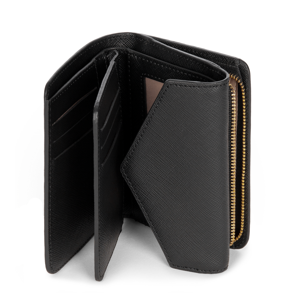porte-monnaie - saffiano signature #couleur_noir