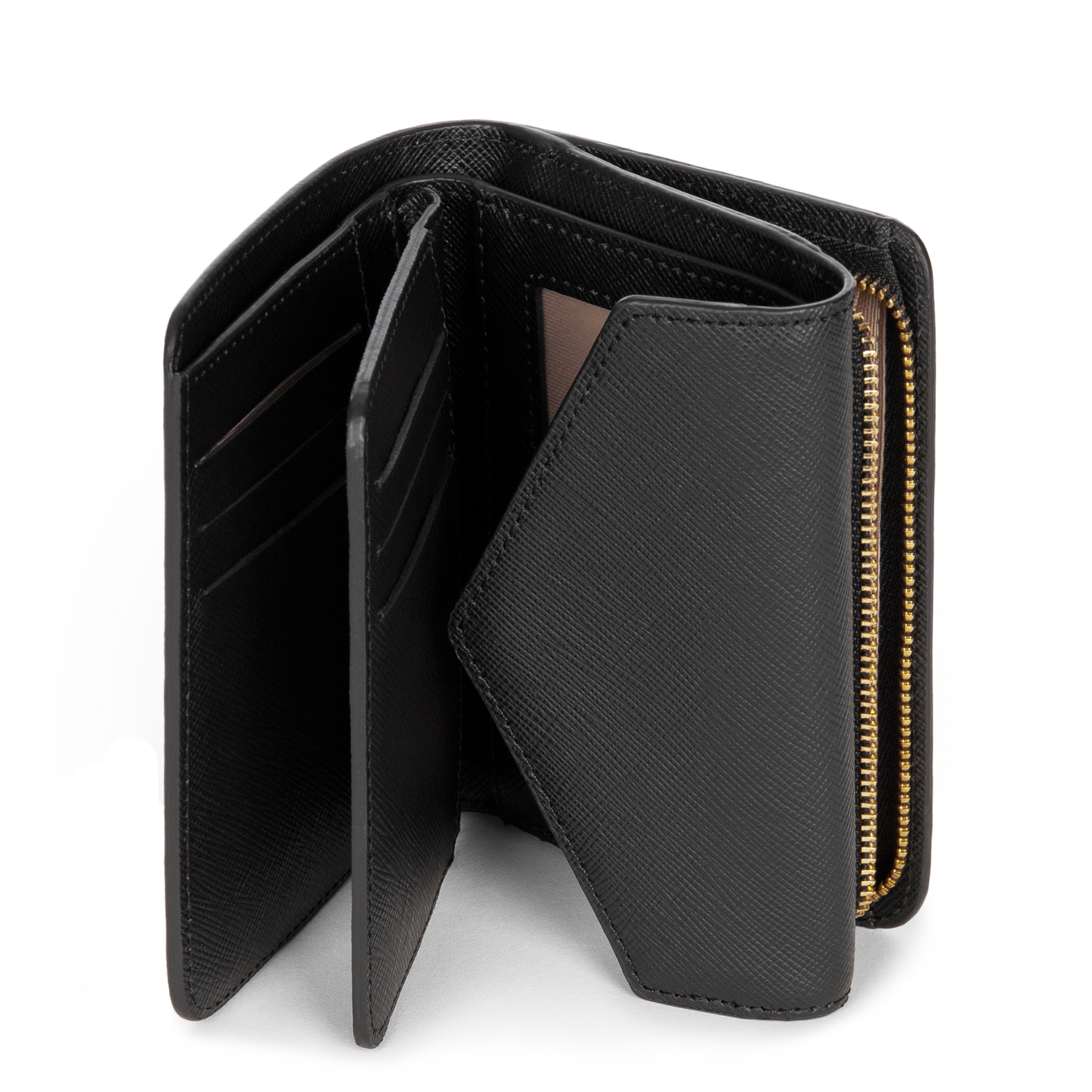 porte-monnaie - saffiano signature #couleur_noir