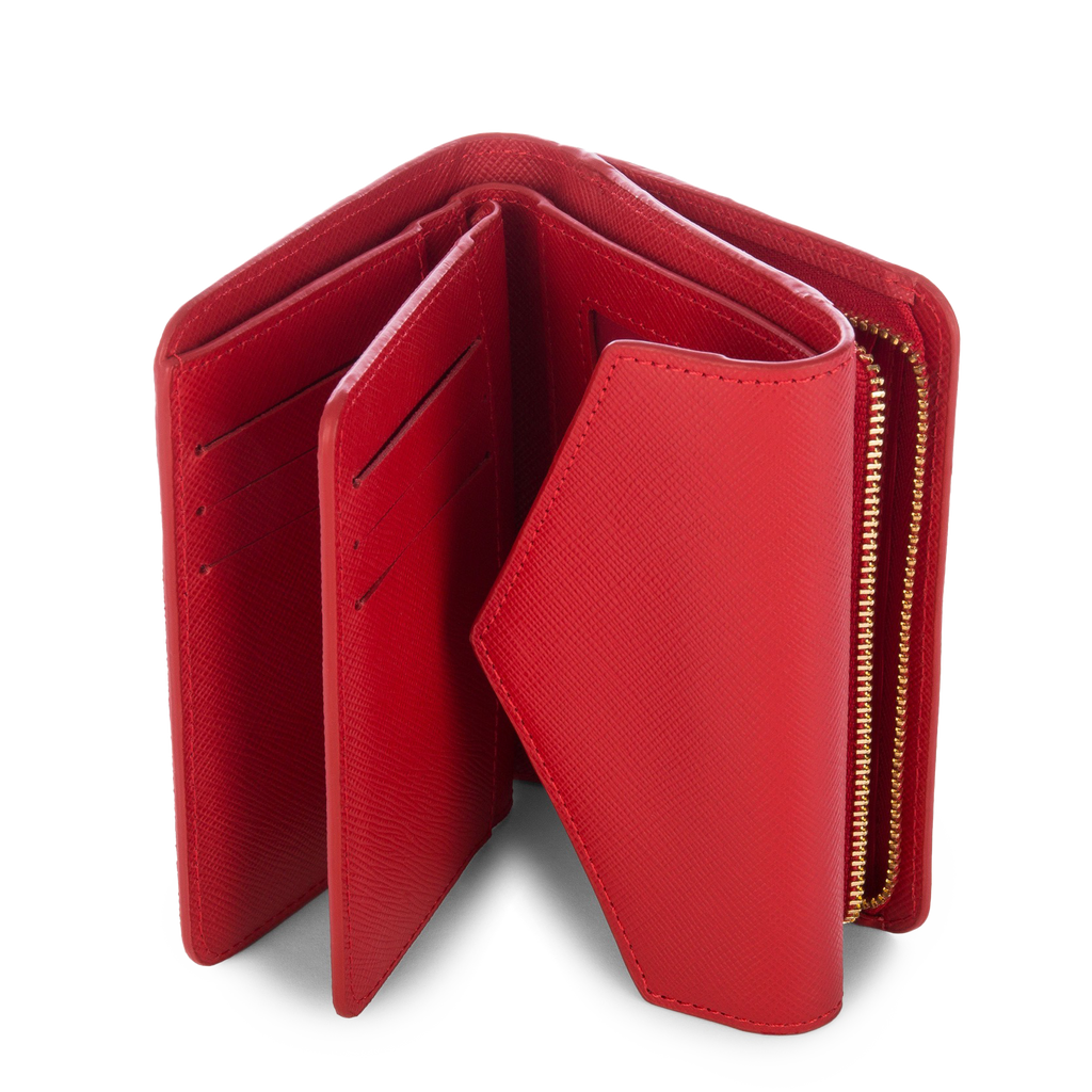 porte-monnaie - saffiano signature #couleur_rouge