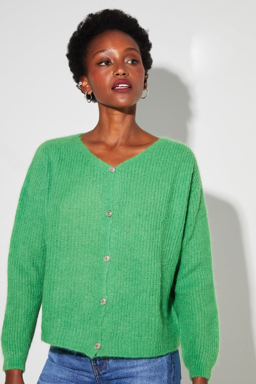 Cardigan Angelo Baby Alpaga Green Fabriqué En Italie