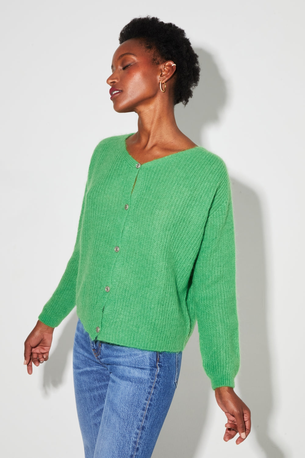 Cardigan Angelo Baby Alpaga Green Fabriqué En Italie