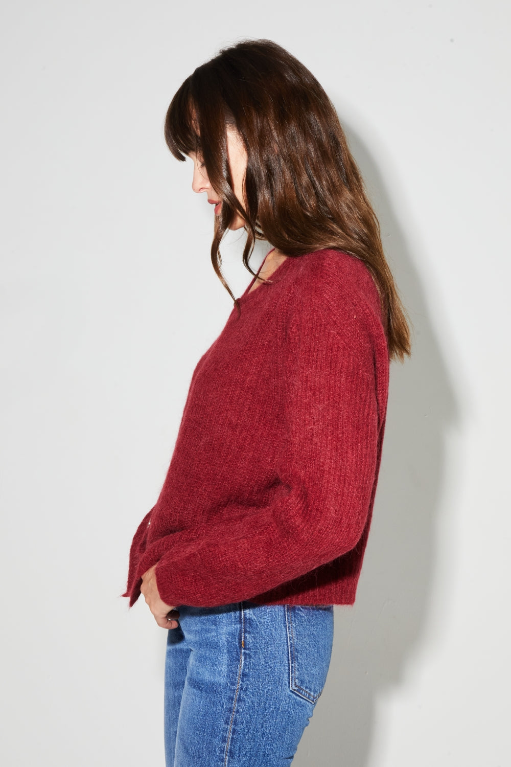 Cardigan Angelo Baby Alpaga Bordeaux Fabriqué En Italie