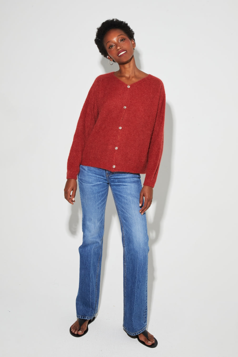 Cardigan Angelo Baby Alpaga Paprika Fabriqué En Italie