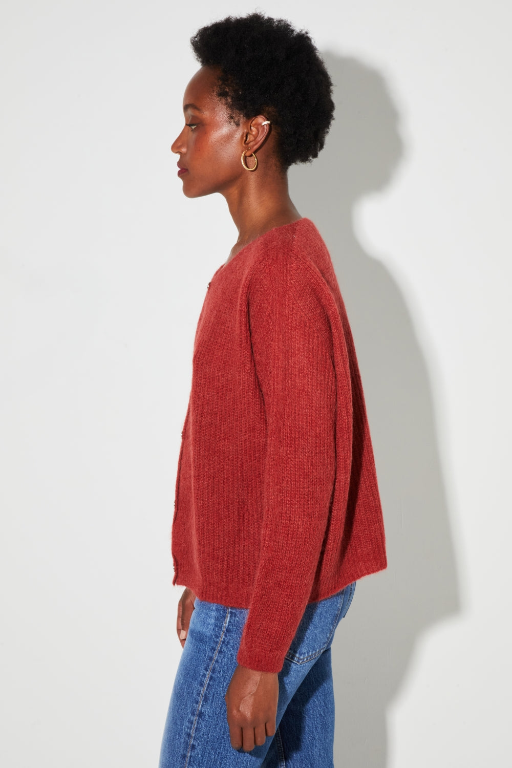 Cardigan Angelo Baby Alpaga Paprika Fabriqué En Italie