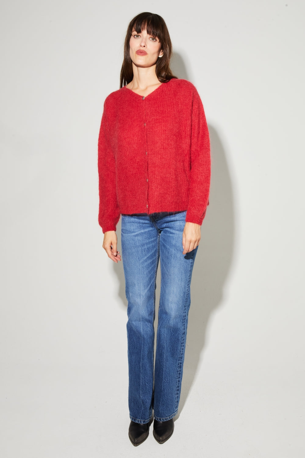 Cardigan Angelo Baby Alpaga Red Fabriqué En Italie