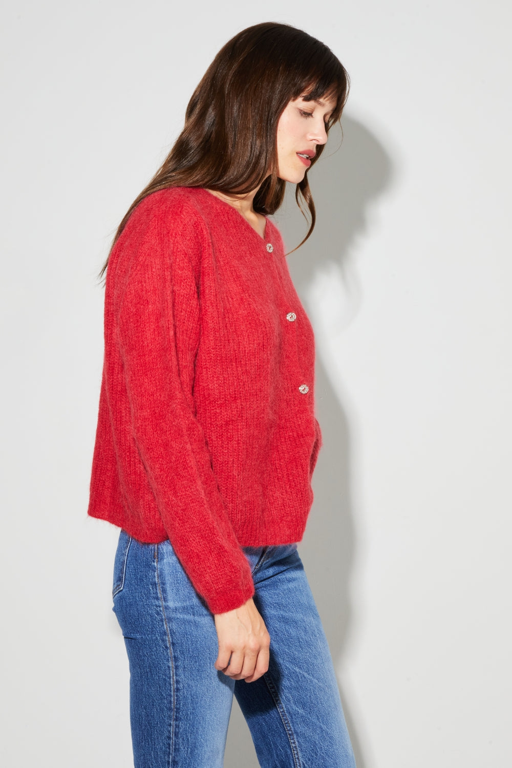 Cardigan Angelo Baby Alpaga Red Fabriqué En Italie