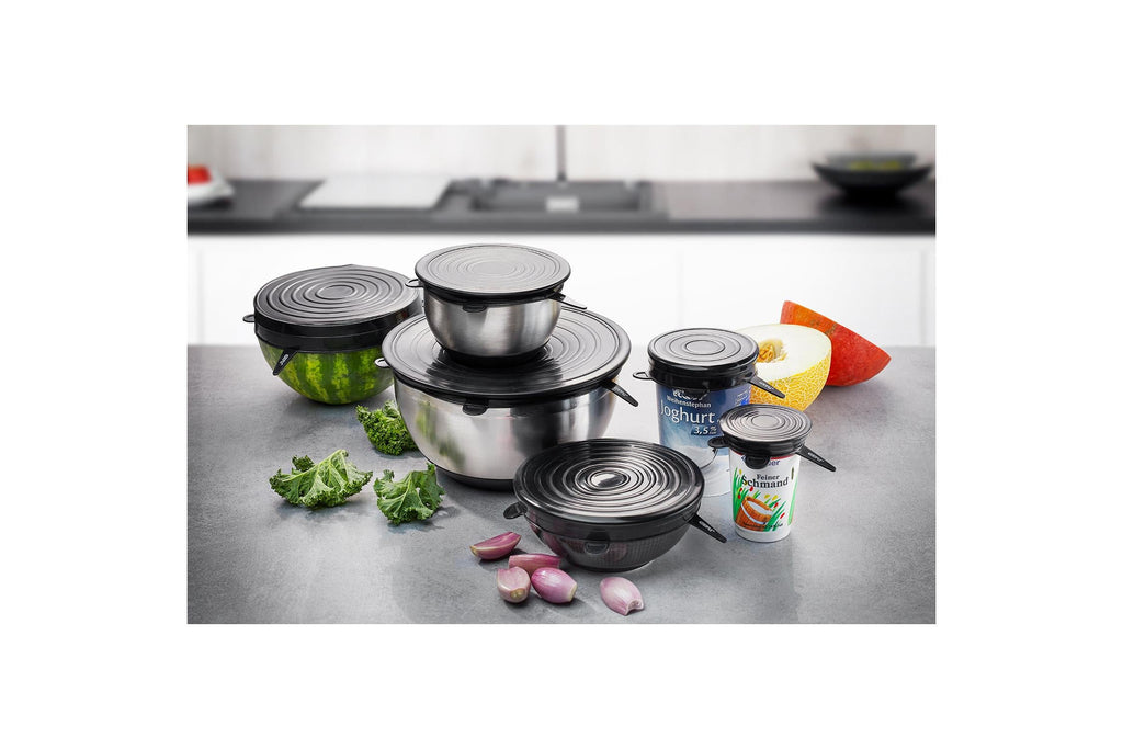 Viavo - Lot De 6 Couvercles En Silicone Flexifresh - Noir