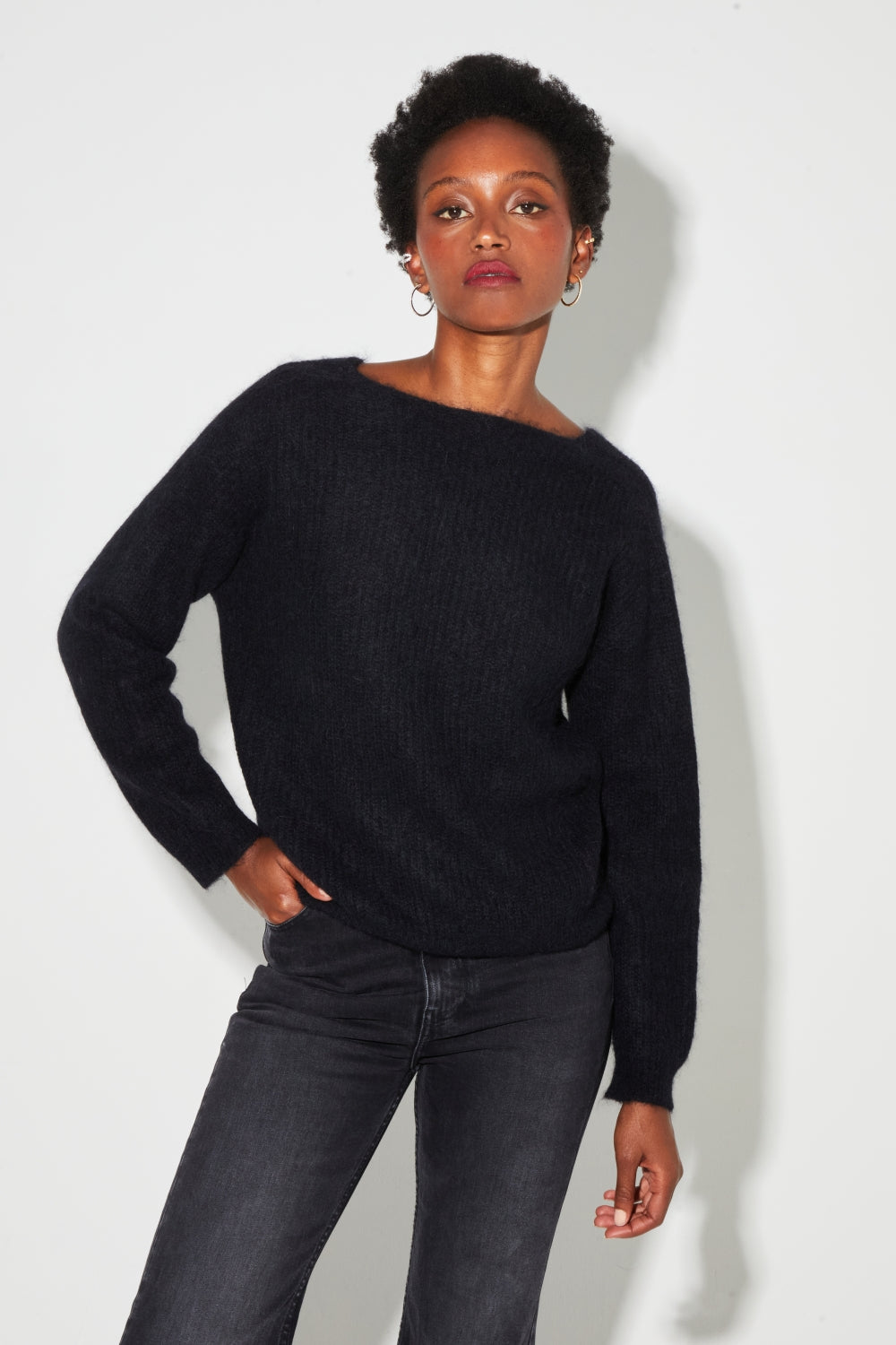 Maille Romy Baby Alpaga Black Fabriquée En Italie