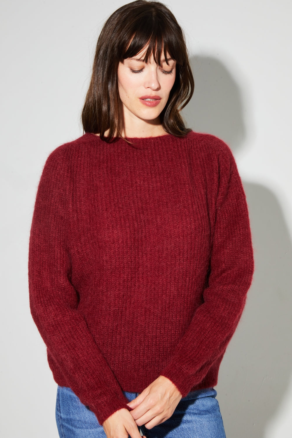 Maille Romy Baby Alpaga Bordeaux Fabriquée En Italie