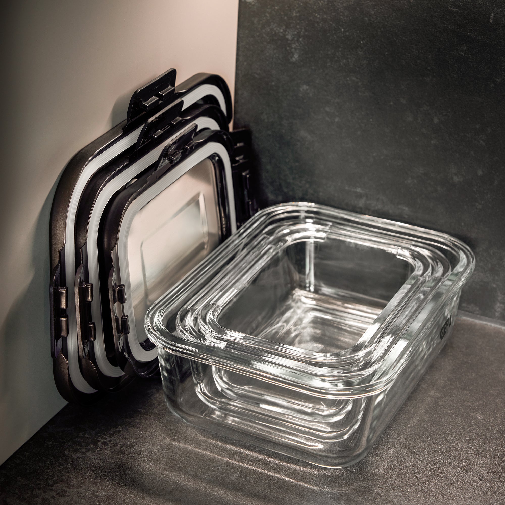 Milo - Set De 3 Boîtes De Conservation - Noir/Argent