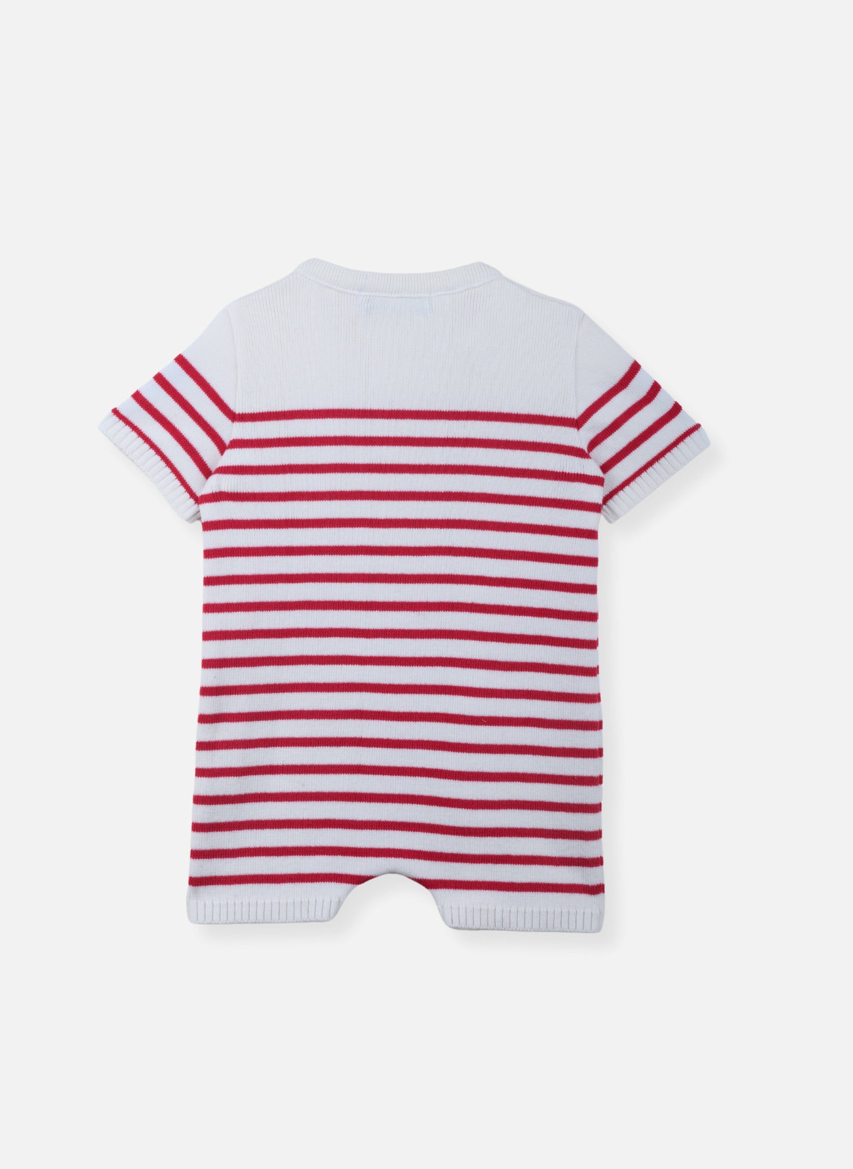 Combishort En Coton Bio - Écru À Rayures Fuchsia