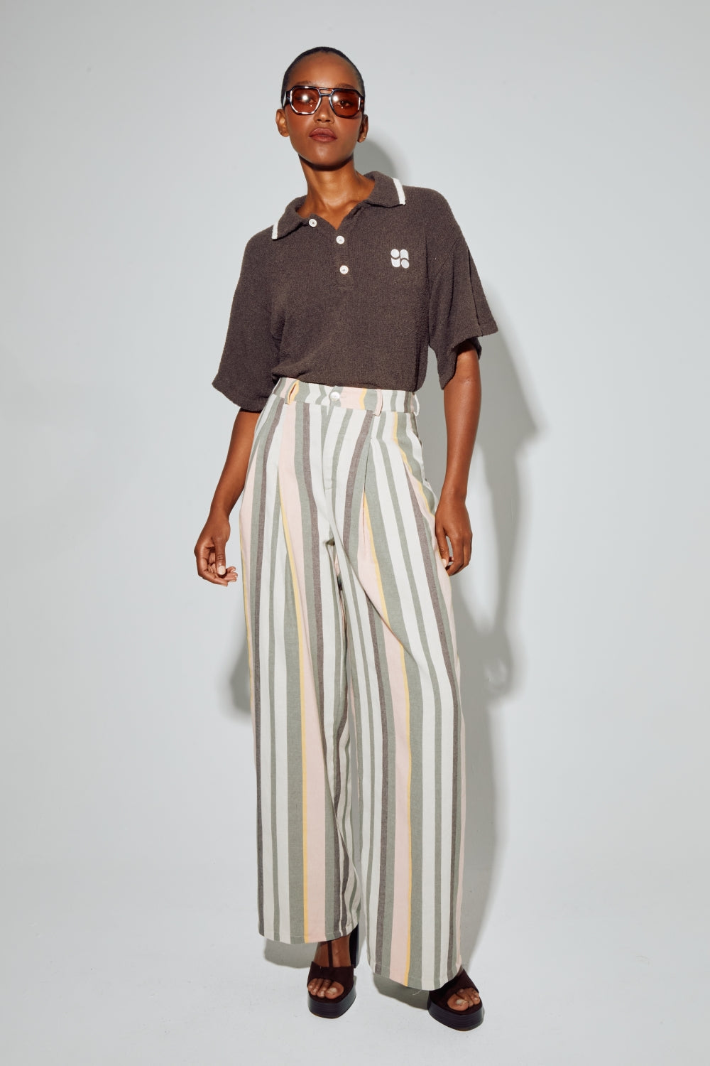 Pantalon Elsa, Rayures D'Été Fabriqué En Italie