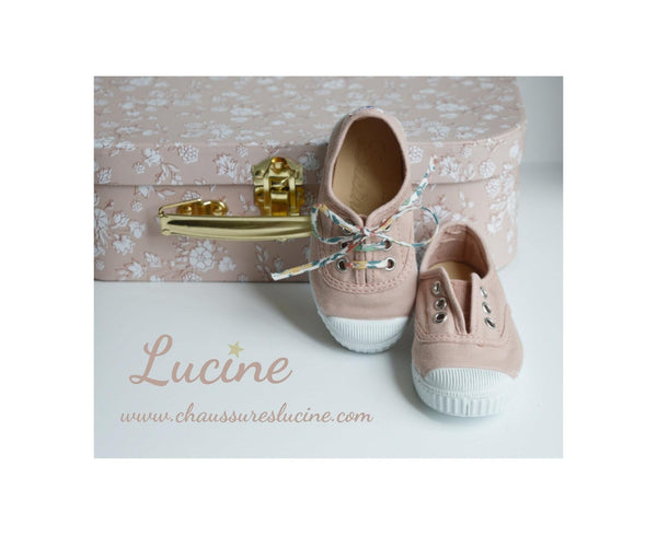 Chaussures Baskets Tennis En Toiles À Lacets Et Élastiques - Rose Nude - Mixte