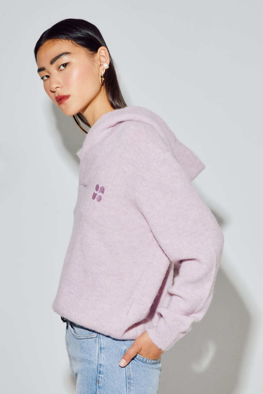 Sweatshirt Nola Alpaga Lila Fabriqué En Italie