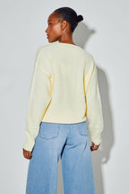 Cardigan Mira Alpaga Yellow Fabriqué En Italie