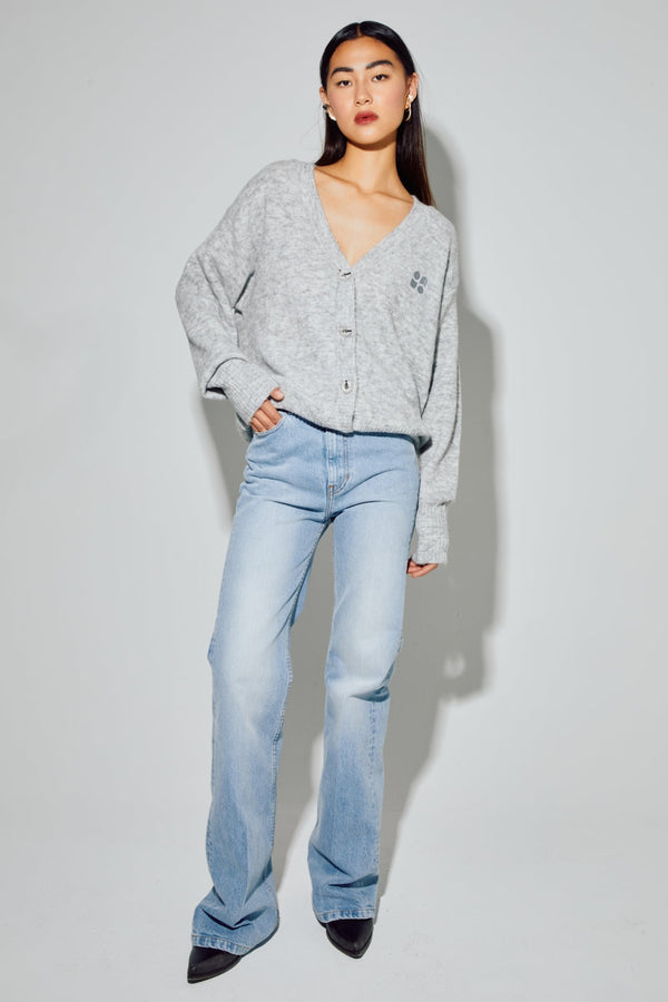 Cardigan Mira Alpaga Grey Fabriqué En Italie