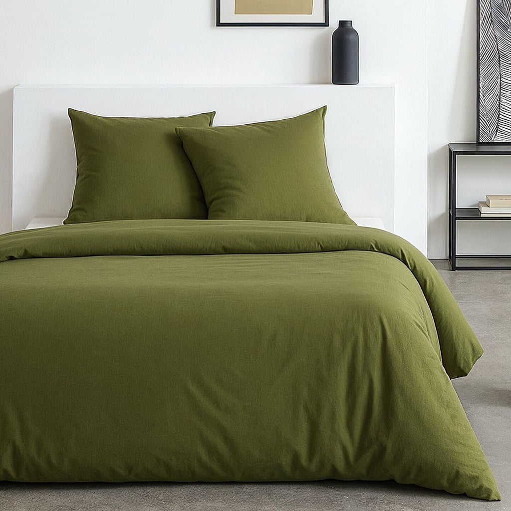 Parure Effet Matiere - Parure De Lit - Vert Foncé