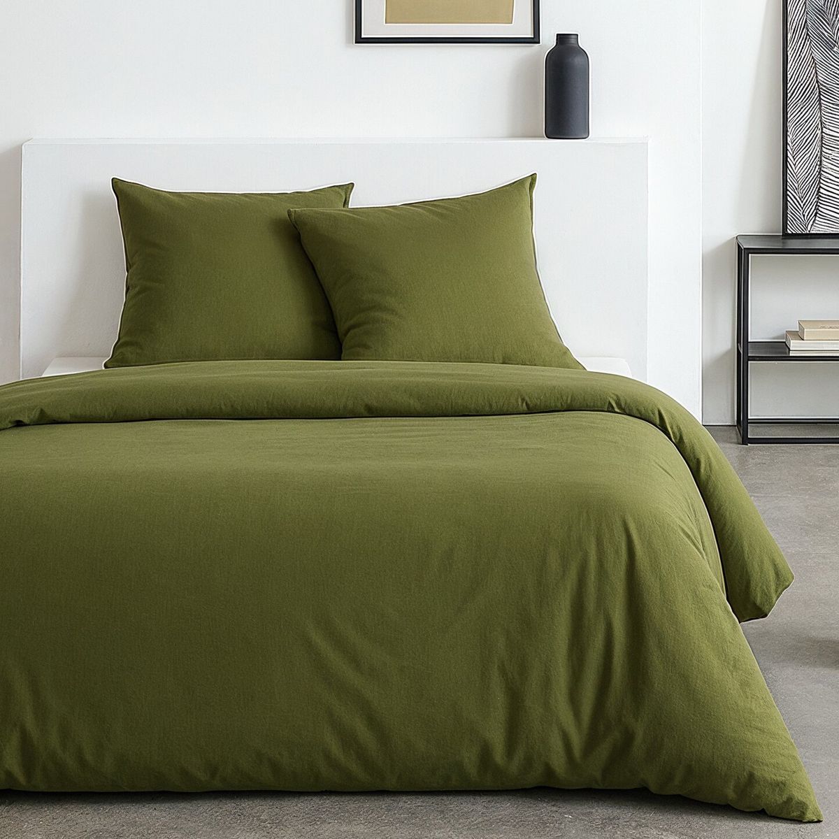 Parure Effet Matiere - Parure De Lit - Vert Foncé