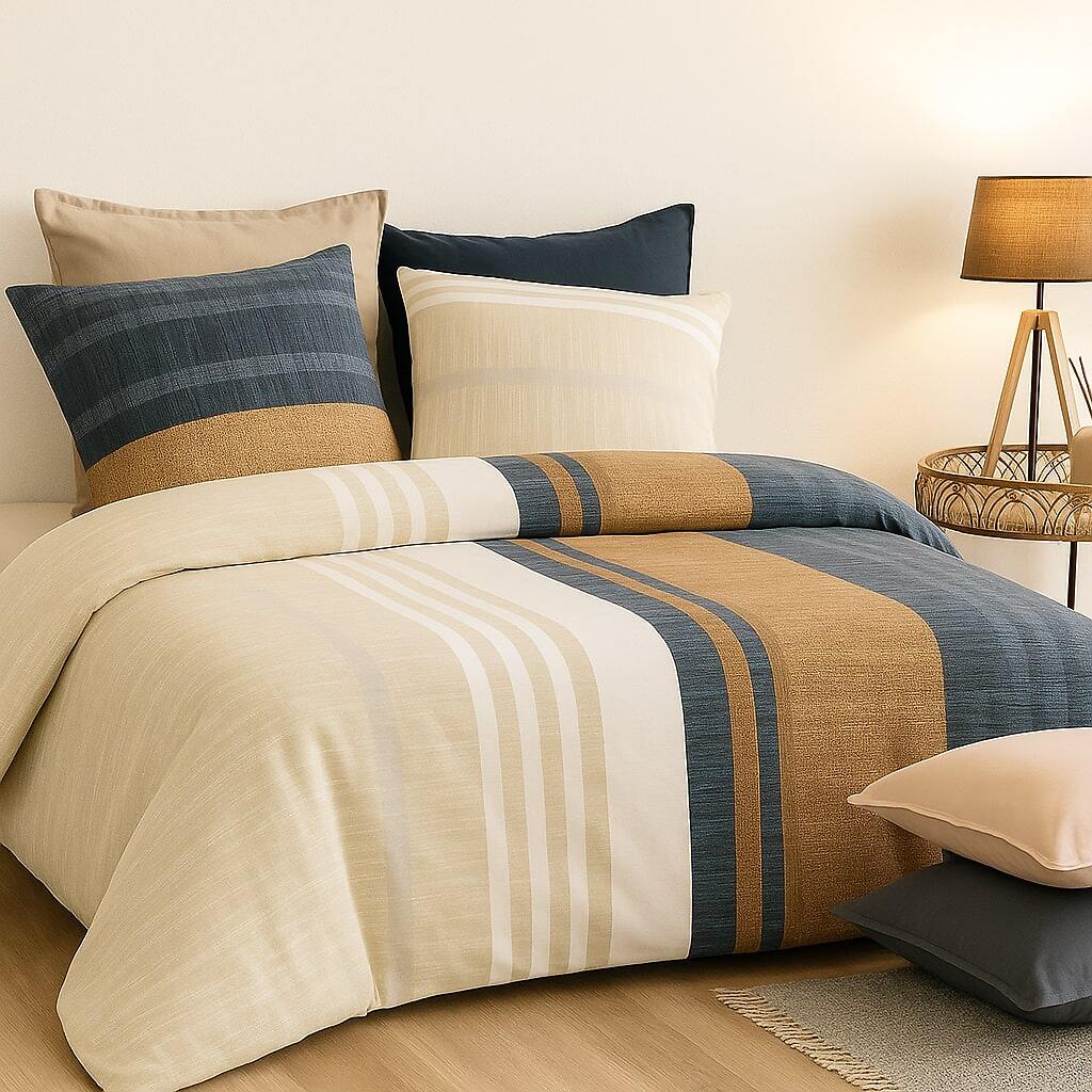 Parure Housse De Couette Romane - 100% Coton 57Fils - Imprimé