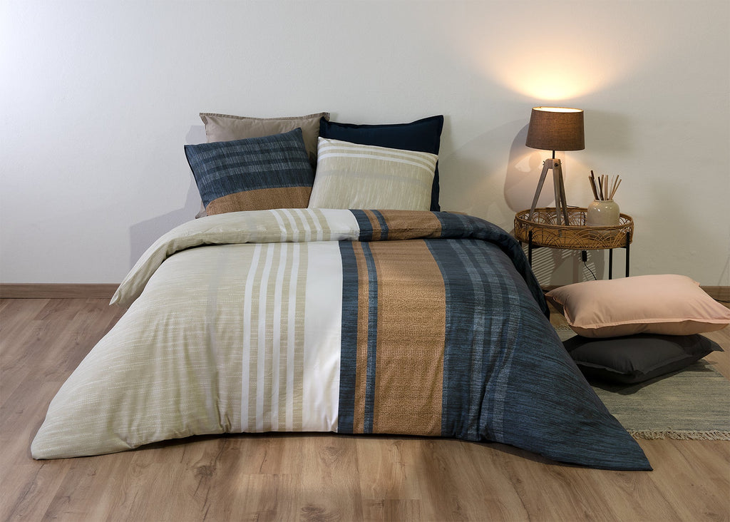 Parure Housse De Couette Romane - 100% Coton 57Fils - Imprimé