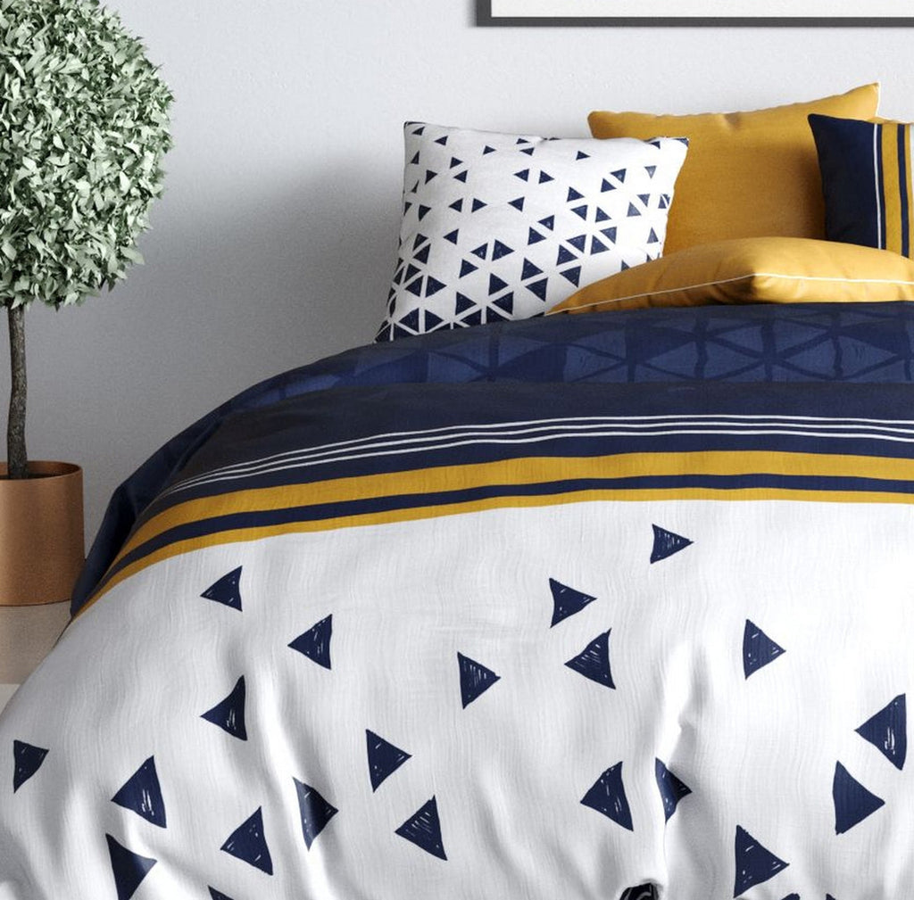 Parure De Couette 3Pcs 100%Coton 57 Fils/Cm2 -Bandol - Bleu