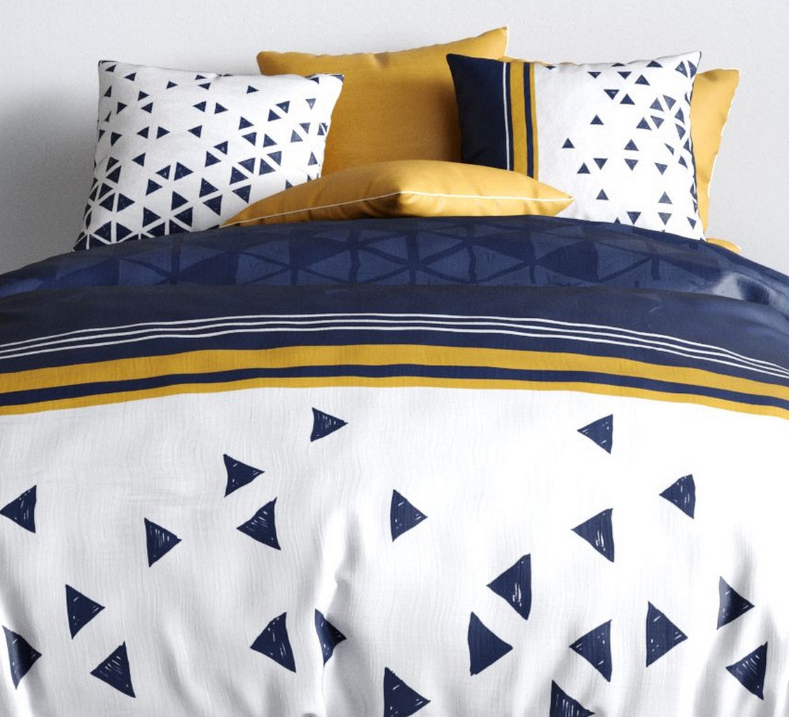 Parure De Couette 3Pcs 100%Coton 57 Fils/Cm2 -Bandol - Bleu