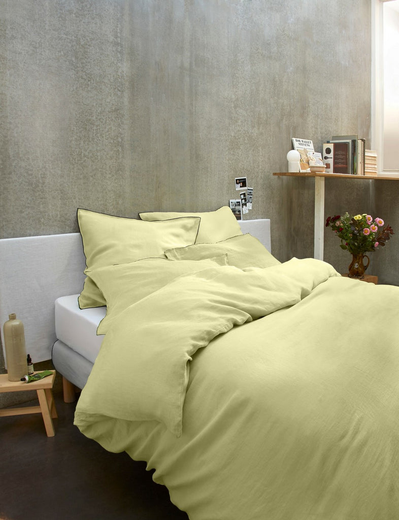 Parure de Lit - 3 Pièces - 100% Lin Lavé - 160g - Beurre