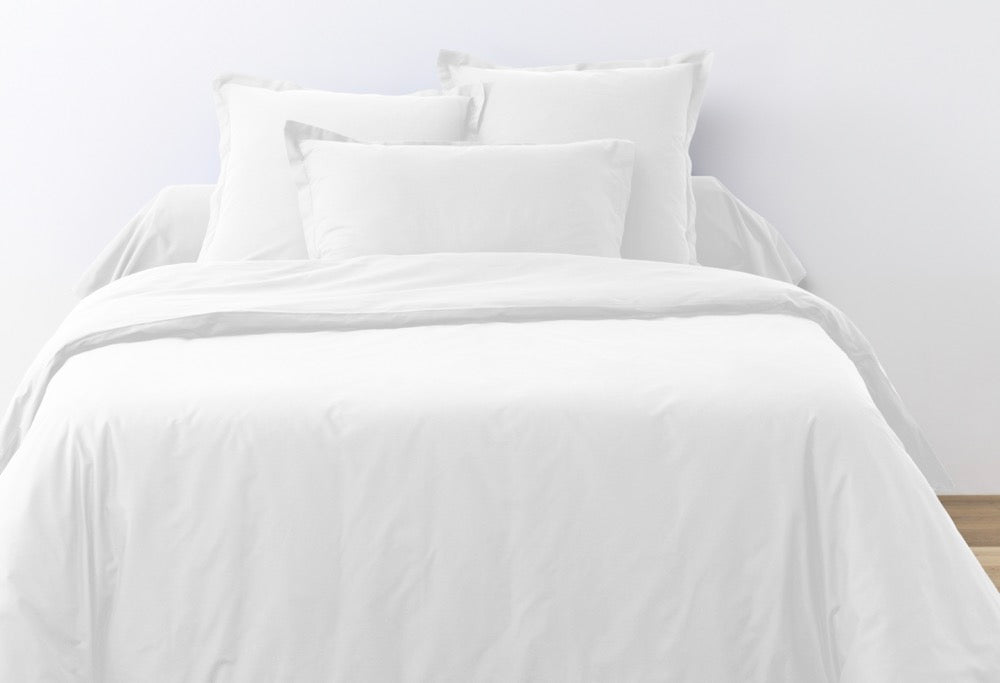 Lot De 2 Taies D'Oreiller - 100% Coton 57 Fils - Blanc