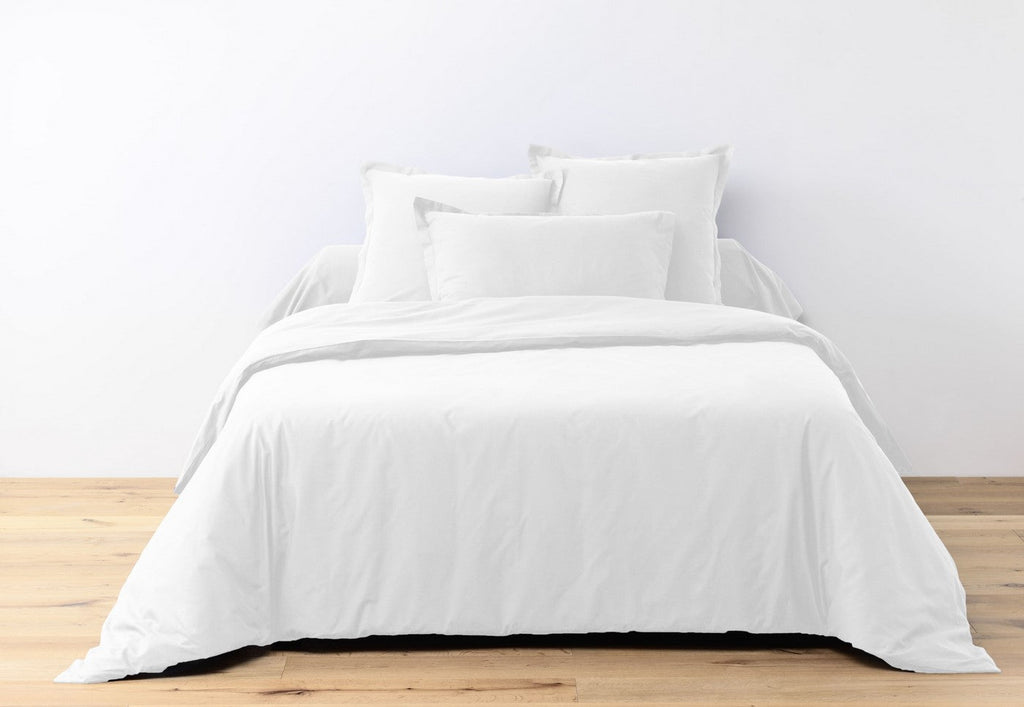 Parure De Lit Complète - 3 Pièces - 100% Coton 57 Fils - Blanc
