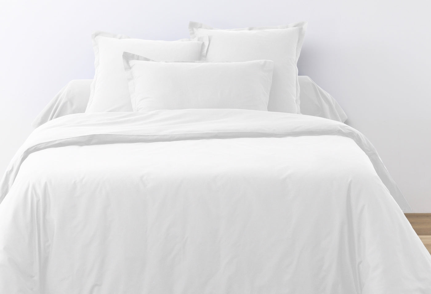 Parure De Lit Complète - 3 Pièces - 100% Coton 57 Fils - Blanc