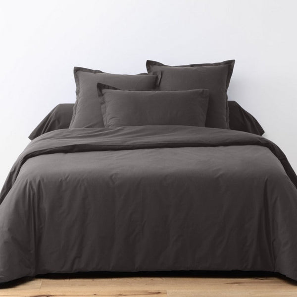 Parure De Lit - 2 Pièces - 100% Coton 57 Fils - Gris Foncé
