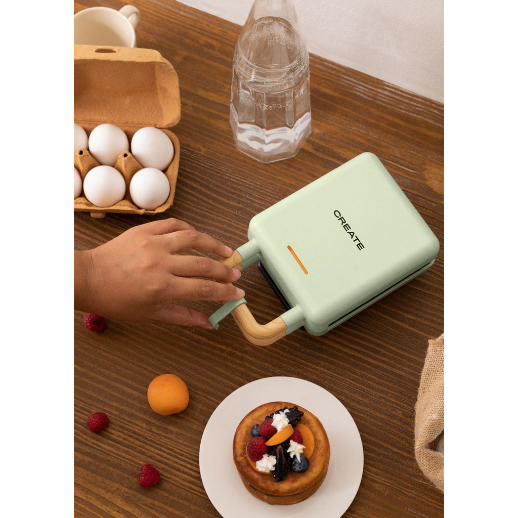 Stone Studio Individuel - Appareil À Croque-Monsieur, Grill & Gaufrier À Plaques Interchangeables - Vert Pastel