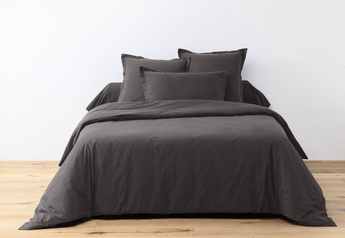 Parure De Lit (Hc + To) - 100% Coton 57 Fils - Gris Foncé