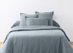 Parure De Lit - 2 Pièces - 100% Coton 57 Fils - Bleu Polaire