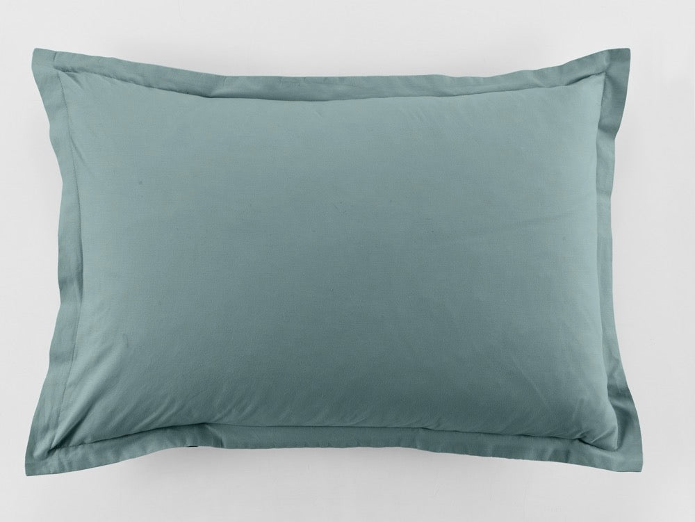 Lot De 2 Taies D'Oreiller - 100% Coton 57 Fils - Bleu Canard