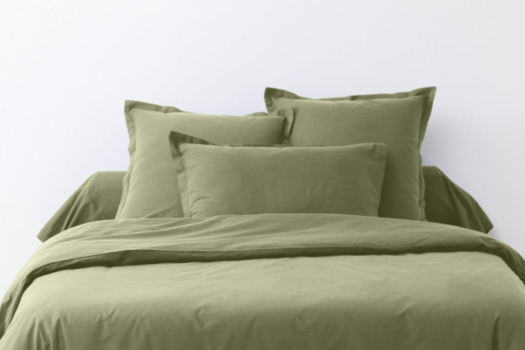 Lot De 2 Taies D'Oreiller - 100% Coton 57 Fils - Vert Verveine