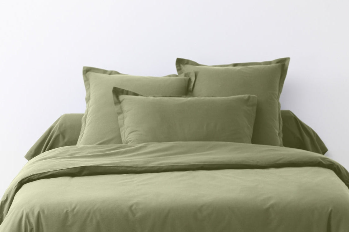 Lot De 2 Taies D'Oreiller - 100% Coton 57 Fils - Vert Verveine