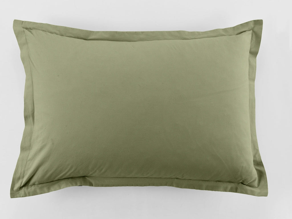 Lot De 2 Taies D'Oreiller - 100% Coton 57 Fils - Vert Verveine