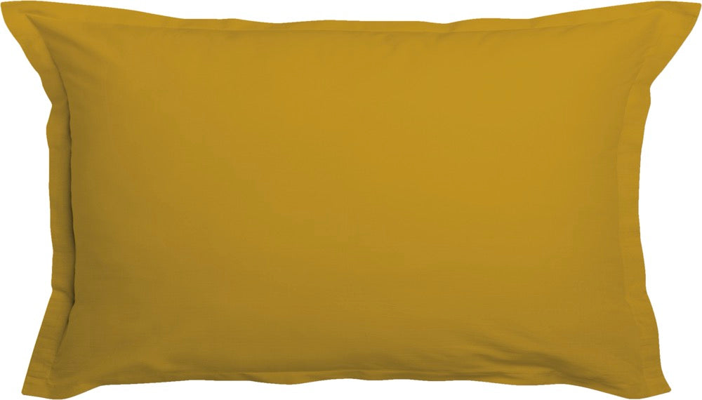 Lot De 2 Taies D'Oreiller - 100% Coton 57 Fils - Jaune Safran