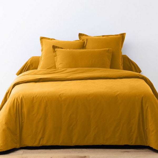 Parure De Lit - 2 Pièces - 100% Coton 57 Fils - Jaune Safran