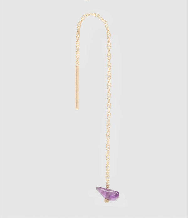 Mon Precieux Gem - Boucle D'Oreille Chaîne Courte Pépite Améthyste (Vendue À L'Unité) - Femme