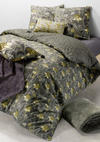 Parure De Lit - 3 Pièces - 100% Coton 57 Fils - Liana Gris Foncé